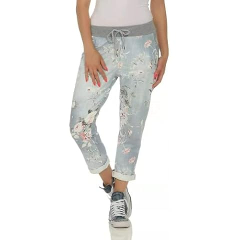 LAYAN-B Pantalones de mezclilla multiflorales para mujer Cover