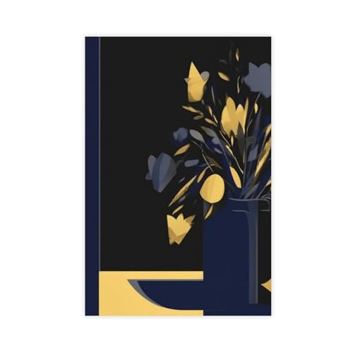 Impression sur toile vase bleu et or poésie visuelle pour chambre 61x91