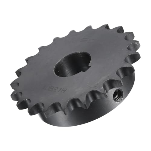Image of uxcell #40 Chain Roller Sprocket B Type, 1 inch Bore 21 Tooth Single Strand Chain Sprocket, Carbon Steel, Keyway with Set Screws