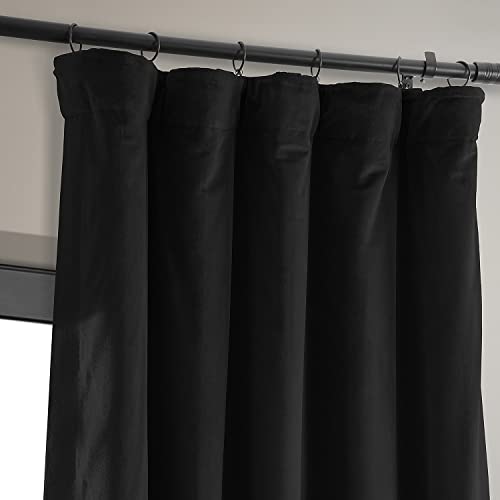 HPD Half Price Drapes Signature Velvet Thermal Blackout Curtains for Living Room 84 Inch Long (1 Panel) Rod Pocket Insulated Blackout Curtains for Bedroom Window Curtains, 50W x 84L, Warm Black