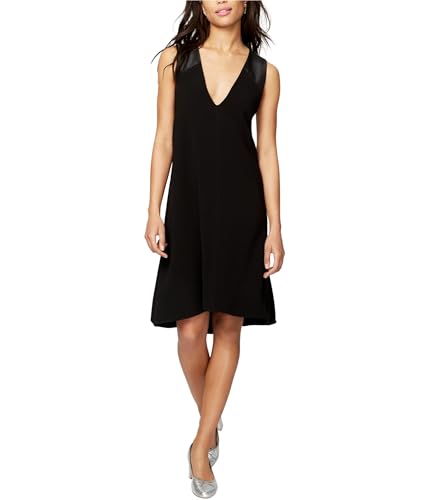 Rachel Roy Womens Craped Cross Back A-line Dress, Black, 14