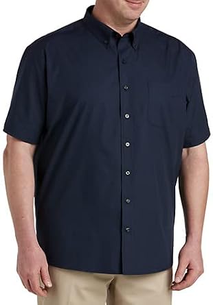 DXL Big + Tall Essentials Big and Tall Poplin Short-Sleeve Sport Shirt | Sizes XL - 8XLT, DXL, Designed Exclusively for Big & Tall Men