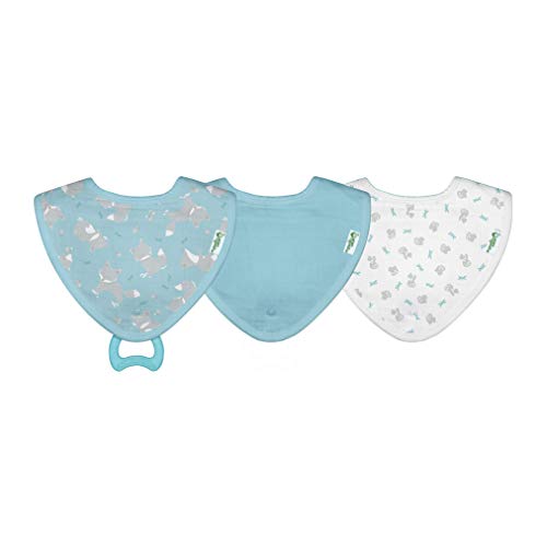 green sprouts Muslin Stay-dry Bandana Teether Bibs made from Organic Cotton (3 pack) | Soothes gums & protects from drool | Machine washable, sterilizer safe, Made without BPA