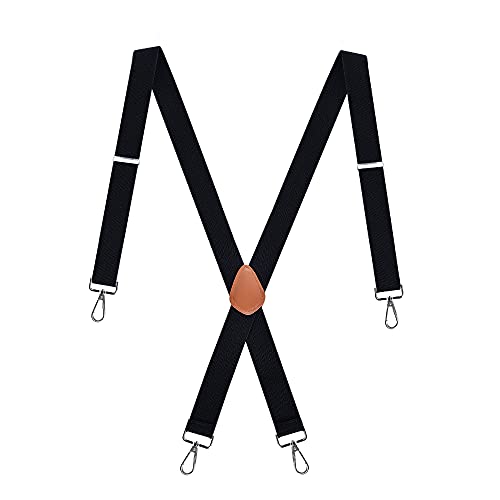 Suspenders For Men Heavy Duty X-Black,Suspenders Wide Adjustable,Men's Suspenders Black With 4 Snap Hooks,Hook Suspenders For Men #TOP6