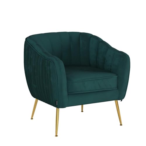 Sillón tub con tapizado suave y patas doradas verde miniatura 5