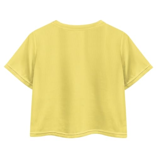 Image of Girls Fashion Crewneck Tee Shirts Casual Short Sleeve Crop Top Summer Outfits 5-14 Year