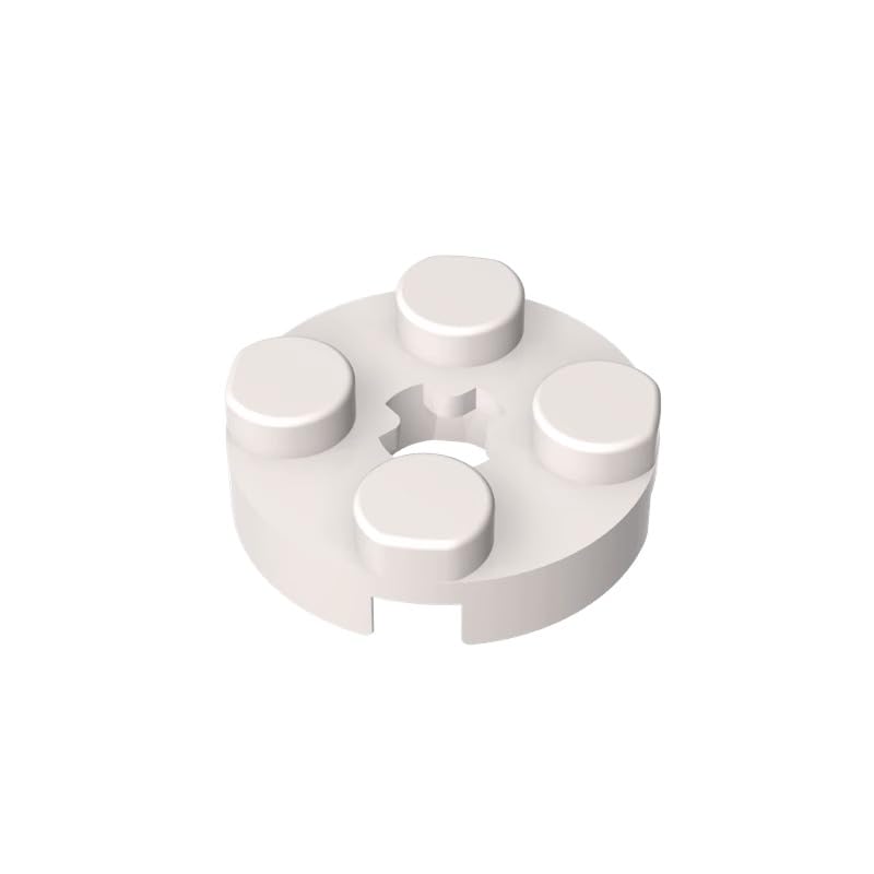 Gobricks 4032 Circular Plate Plate Round 2x2 with Axle Hole Type 1 (+ Opening) 50 Pieces GDS-609 Compatible with Lego Building Blocks Color:White