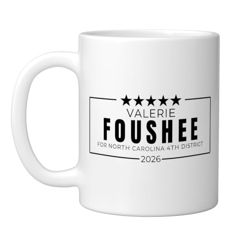Valerie Foushee 2026 North Carolina 4th District Congress Ceramic Mug, White, 11oz