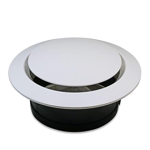 EasyByMall Cubierta de ventilación circular de ABS con rejilla ajustable para instalación en pared o techo, difusor de aire acondicionado blanco para el hogar, oficina, baño