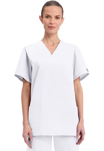 Cherokee Originals Unisex V-Neck Scrubs Shirt, White, Medium