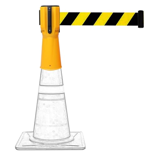 Tavkomco Cone-Mounted Retractable Belt, 6.6/9.8/16/32FT Retractable Topper Traffic Cone Topper,for Blocking Pedestrian Areas,with Automatic Rebound(A,5M(16FT))