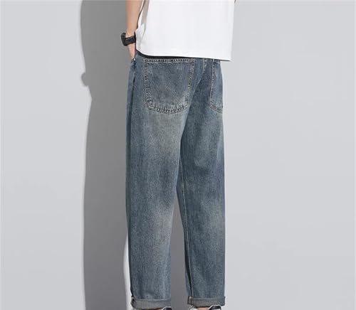 Mens Jeans Four Seasons Slim Fit Straight Denim Pants Vintage Stretch Breathable Comfortable Waist4