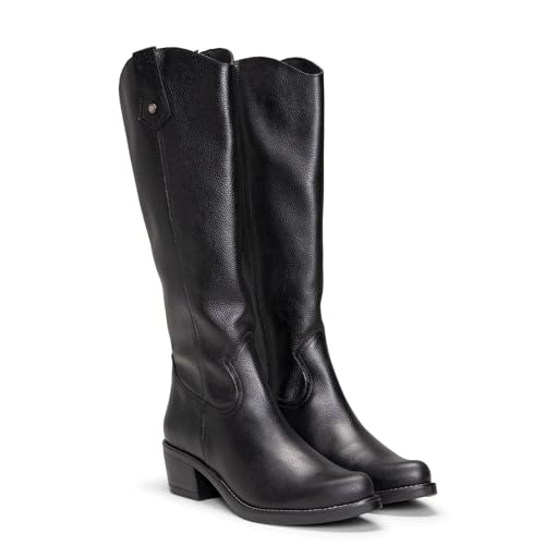 Botas camperas de piel para mujer Negro, EU 36