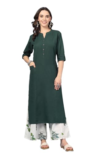 Image of Pistaa's Women's Regular Fit Cotton Solid Kurta Palazzo Set