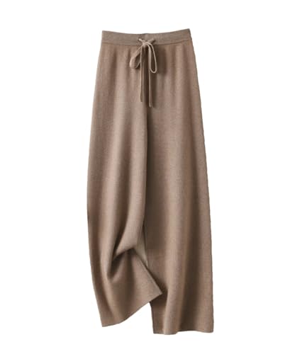 Women's Cashmere Wide Leg Pants Winter Basic Soft Warm Casual