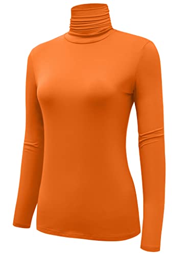 Image of AUHEGN Women's Long Sleeve Lightweight Turtleneck Top Slim Fit Pullover T-Shirt (S-XXL)