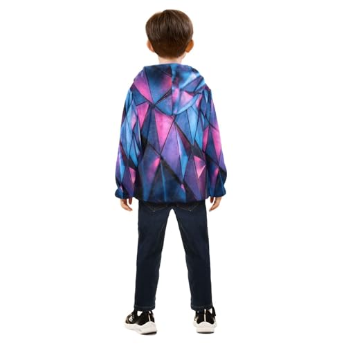 Abstract Geometric Triangles Toddler Fleece Jacket Girl Boys Hooded Fleece Jacket Coat Warm Outwear Zip-up 3-10T4