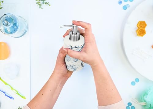 NAT & Jules Chic Modern Rounded 4.5 inch Ceramic Bathroom Accessories Set of 4 - Home Décor & Organization Perfect for Bath or Kitchen Household Essentials, Beach Nautical Blue & White - Image 6