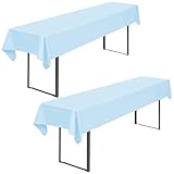 2-Pack Hellblau Bier Tischdeckes 250 x 110 cm Polyester Bier Tischdecke, Waschbare & Langlebige Tischdecke Tischdeckes für Garten Partys Geburtstagsfeier oder Grill (Hellblau)
