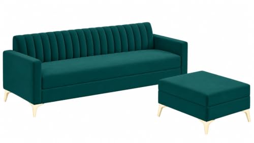 Image of AMATA Falcon ele 4 Seater Fabric Suede Velvet Ocean Blue Colour Sofa Set with Four Cushions Perfect for Home Office Guests Living Room (Falcon Ocean Blue 01, Falcon 4 Seater l Shape)(3 Year Warranty)