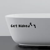 AnOL (20 x 5 cm) winylowa naklejka łazienkowa cytat 'Get Naked' ze stopami / aplikacja naklejka do dekoracji łazienki / usuwalna DIY mural darmowa naklejka prezent
