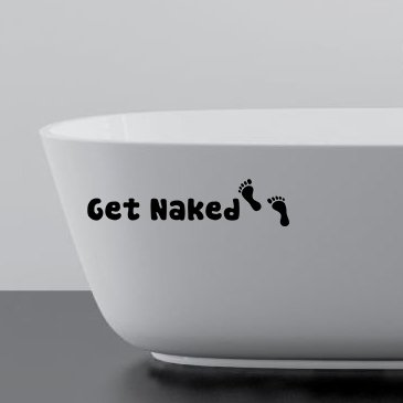 AnOL (20 x 5 cm) winylowa naklejka łazienkowa cytat 'Get Naked' ze stopami / aplikacja naklejka do dekoracji łazienki / usuwalna DIY mural darmowa naklejka prezent