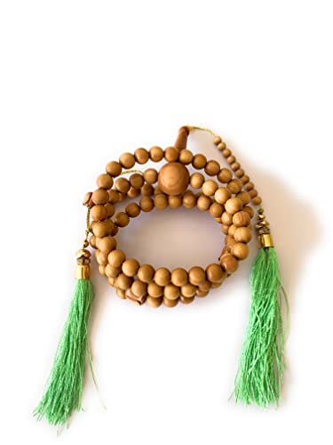 Image of RDK Sandalwood (Chandan) Islamic Tasbih Prayer Mala Beautiful Engraved Allah Mohammad TASBEEH /Muslim Prayer Beads /TASBIH /SIBHAA Islamic Salat Prayer Tasbeeh 100 Beads (6 MM)