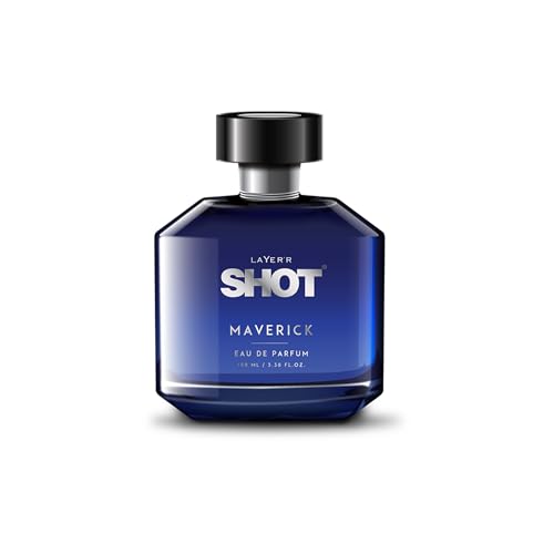 Image of Layer'r SHOT Maverick Eau De Parfum for Men, 100ml | Long-lasting fresh fragrance with citrus, ozonic, white floral, aromatic, amber & moss notes for everyday wear.