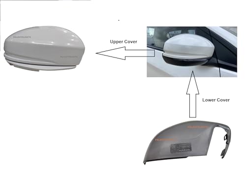Side Mirror Lower and Upper Cover Cap without indicator space compatible with Honda Amaze (Launch Year:2015-2017)-Right/Driver Side