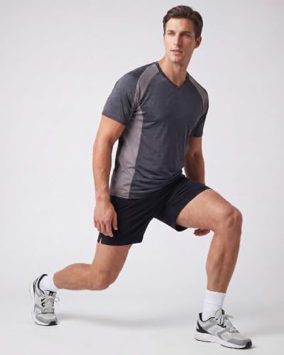 Image of 5 Pack: Men's V-Neck Dry-Fit Moisture Wicking Active Athletic Tech Performance T-Shirt