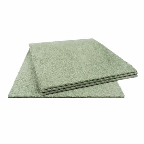 Dalles de moquette 50x50 cm autoplombantes – ultra douces, classe de luxe 5, 8,5 mm d’épaisseur, faciles à poser (Vert, 1 Dalle)