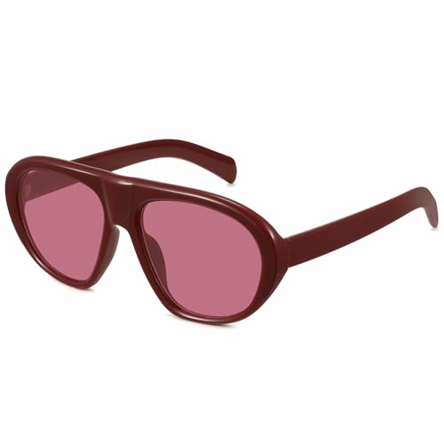 Fozono Trendy Oversized Aviator Sunglasses for Women Men 2026 Retro Chic 70s Big Pilot Sun Glasses Driving Outfit F2519 - Red