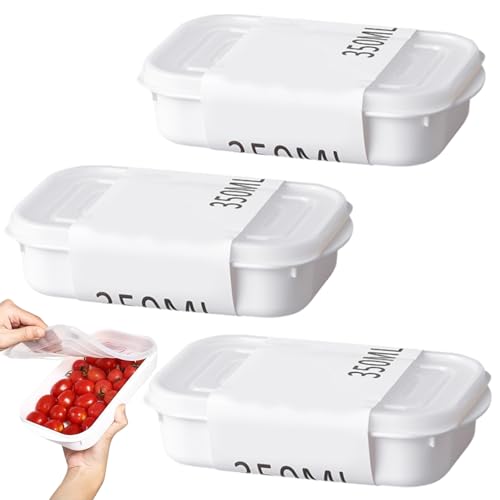 Recipientes herméticos para comida, 3 piezas de neveras para comida fría, sin BPA, reutilizables, aptas para lavavajillas y microondas
