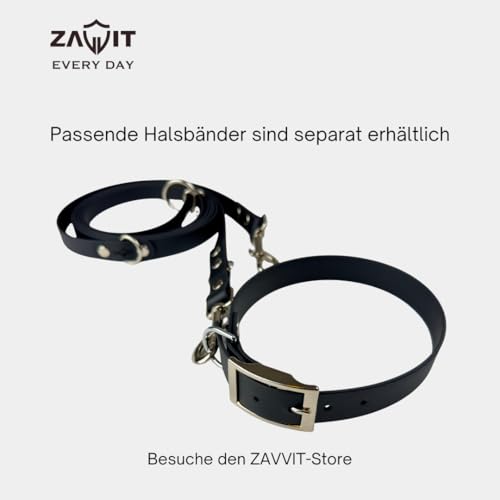 ZAVVIT - Hundeleine Biothane 3m verstellbar - stufenlos – 19mm breit, für 1 oder 2 Hunde – stilvoll, robust & wasserfest (Schwarz, 3m lang, 19mm breit, 260g)