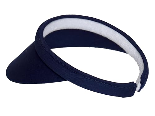 TOP HEADWEAR Mens Womens Sun Protection Sports Cotton Twill Clip On Golf Tennis Visor, Navy Blue - Thumbnail 3