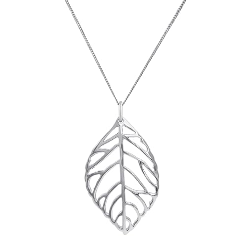 Bijoux inspirés de la nature : grand collier chaîne gourmette et pendentif feuille