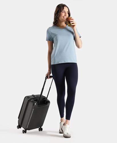 Image of Jockey AW89 Women Super Combed Cotton Rich Fabric Relaxed Fit V-Neck Half Sleeve T-Shirt