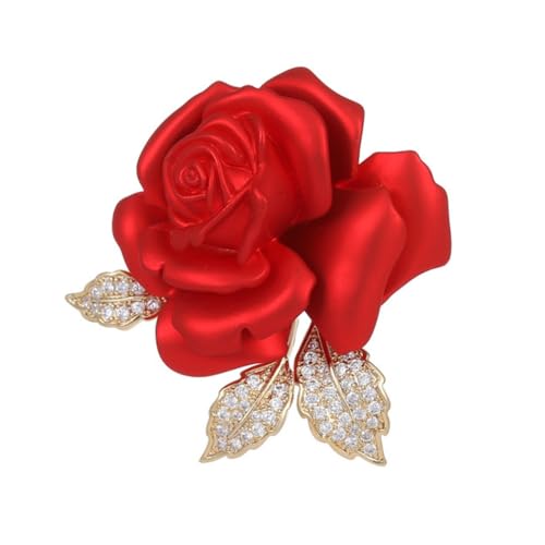 Broche rouge LNNSHX en forme de rose pour veste de costume et cheongsam