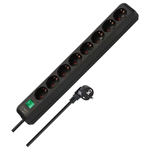 Brennenstuhl Eco-Line regleta de Enchufes con 8 tomas de corriente (interruptor, protección infantil), Negro, 3 m