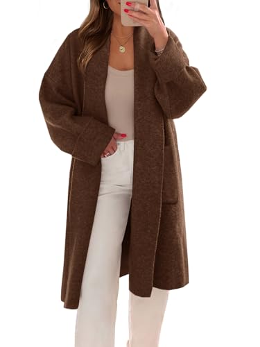 Image of Saodimallsu Womens Long Cardigan Sweaters Chunky Open Front Oversized Slouchy Knit Fall Trendy Coatigan Jackets
