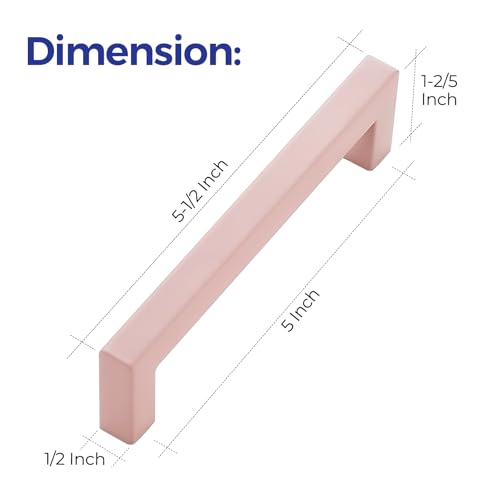 Image of Ravinte 40 Pack 5 Inch Kitchen Square Cabinet Handles Pink Drawer Pulls for Cupboard Hardware