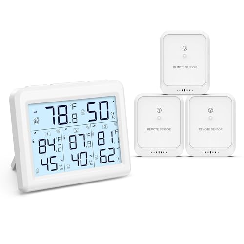 LOFICOPER Wireless Digital Thermometer Hygrometer System with 3 Sensors.