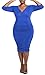 POSESHE Womens Plus Size Deep V Neck Wrap Ruched Waisted Bodycon Dress (XXL, Blue)