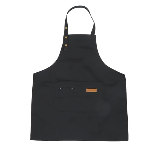 TOPBATHY Grembiule Da Barbiere Regolabile Con Tasche, Grembiule Da Cucina in Tela Per Uomo E Donna, Da Lavoro Per Barbecue, Giardinaggio, Parrucchiere, 75x65 Cm, Nero