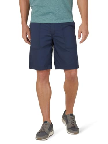 Lee Men's Extreme Motion Relaxed Fit Utility Flat Front Short, Navy, 34