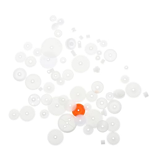 SUPVOX 64pcs Plastic Gear Assortment Crown Worm Single Double Gears Pulley Belt for DIY