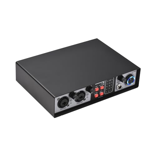 Btuty Interfaz de audio de 4 canales Tarjeta de sonido de grabación con controlador Interfaz de audio gratuita Tarjeta de sonido USB 2 entradas y 2 salidas Alimentación fantasma 24 bit/192 kHz 48 V