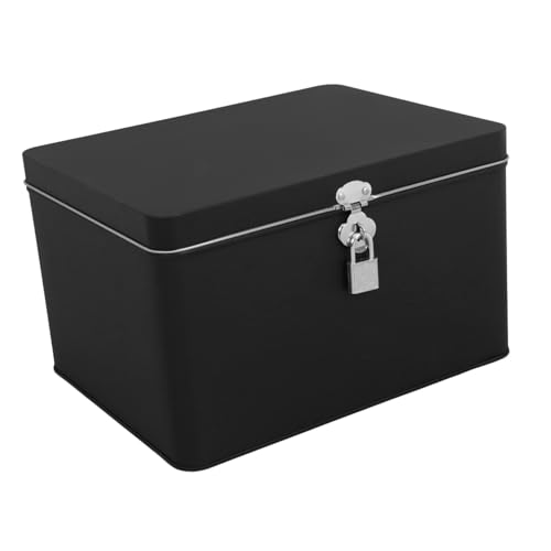 MUELODSIC 大容量属缶収納ボックス 鍵付きデザインで大切な物を に保管 多用