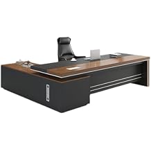 Brown 71" Executive Desk for Home Office L Shaped Wood Computer Desk with Lateral Cabinet Writing Study Table Business Furniture Set for CEO Boss