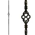 Staircase Iron Baluster (Pack of 10) Single Basket Satin Black Balusters - Hollow Square Iron Balusters 1/2" x 44" Tall